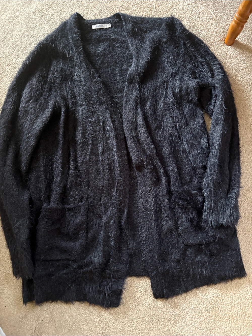 Ricki's Black Fuzzy Open-Front Cardigan